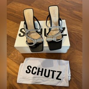 Schutz Crystal Strappy Wedge Sandal